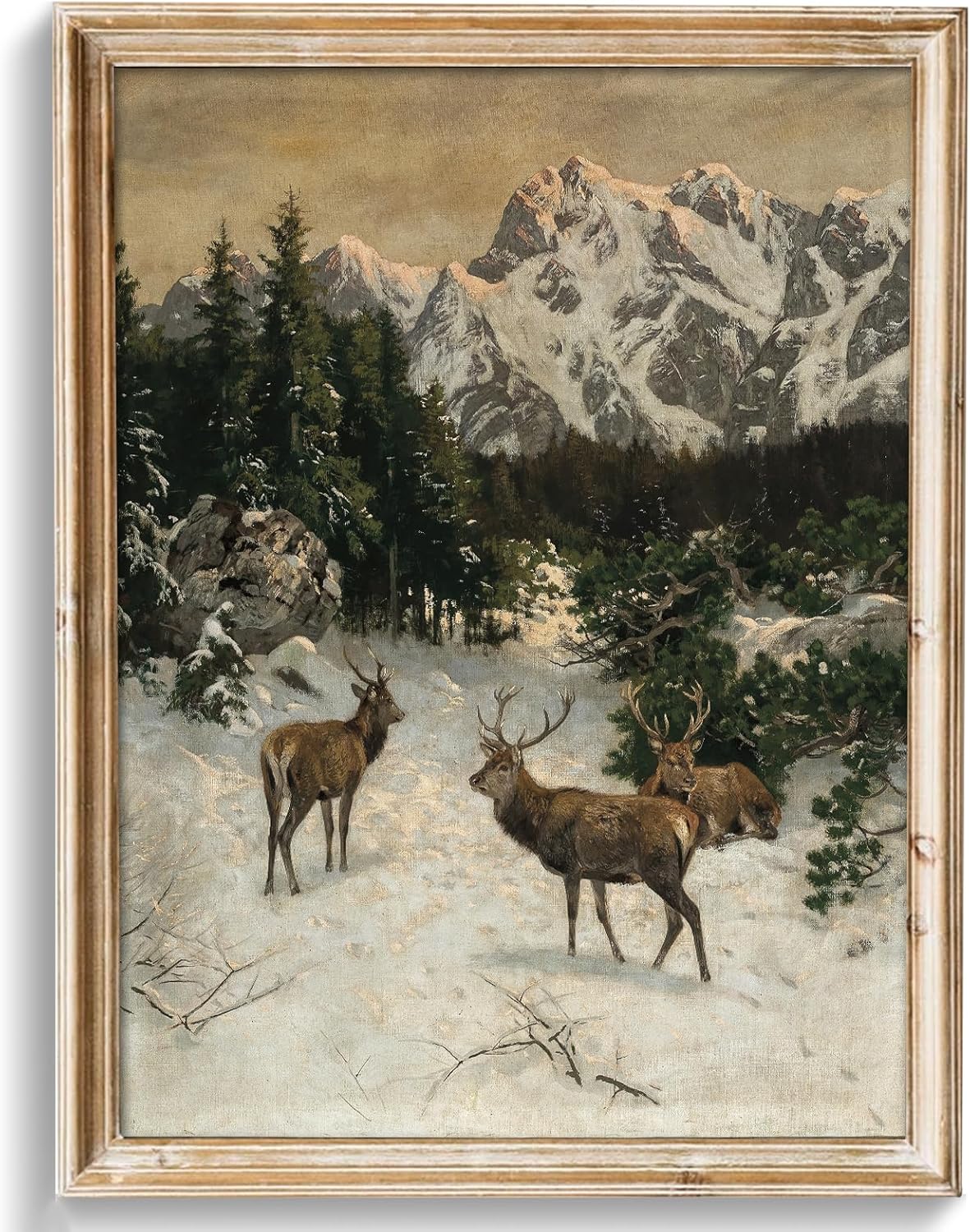 uniro Impresiones artísticas vintage para pared, impresión de Navidad vintage, pintura al óleo de paisaje de invierno, decoración de pared de