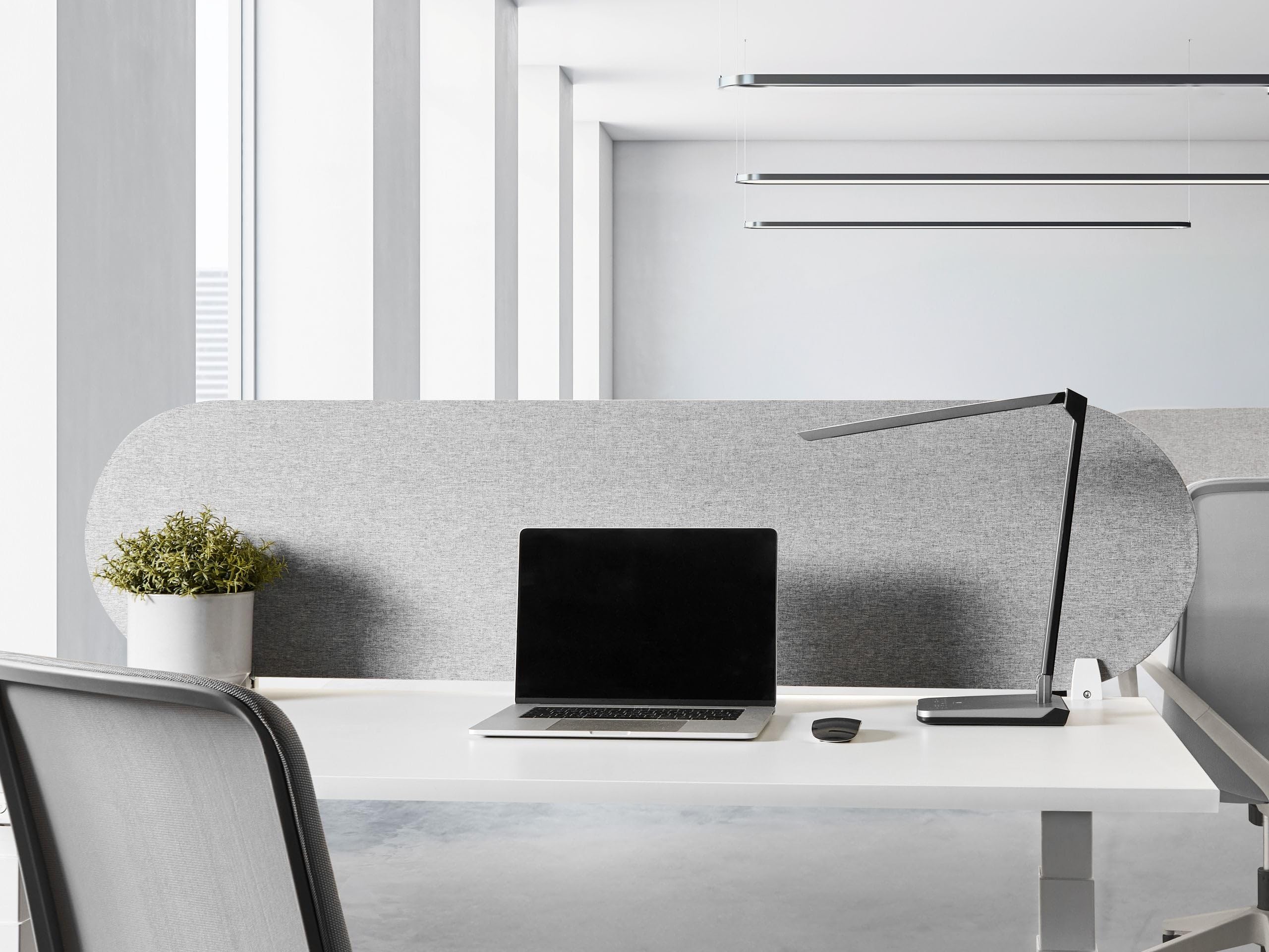 Beliani Séparateur de Bureau en Pet Acoustique Recouvert de Tissu 160 x 40 cm Gris Clair Sparky