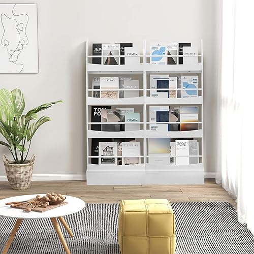 Miniatura 8 de Tangkula Estantería para niños, estantería independiente de 4 niveles para libros, revistas y periódicos, 2 kits antivuelcos, estante de