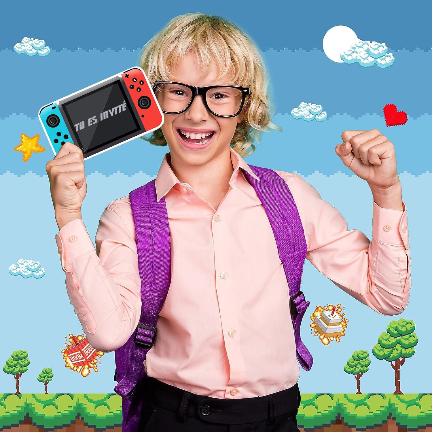 Invitation Anniversaire Garcon SoKawaï - 20 Cartes Anniversaire Laser Game (10 Invitations 10 Enveloppes) - Fête Enfant 14.8x10.5cm Carte Invitation Gamer Anniversaire