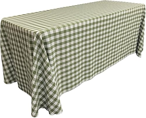 Mantel rectangular a cuadros de 90 x 108, 90 x 120, 90 x 132, 90 x 156 pulgadas (varios colores disponibles). Se vende individual (Sage & White,
