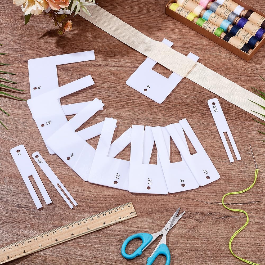 INFUNLY 11PCS Acrylic Quick Pleater Set 0.5~5 Inch White Fabric Pleating Tool Kit for Beginner Wedding Dress Pleat Maker Tools DIY Pleater Kit for Cloth Folds Quilting Apparel Sewing 3mm Thick