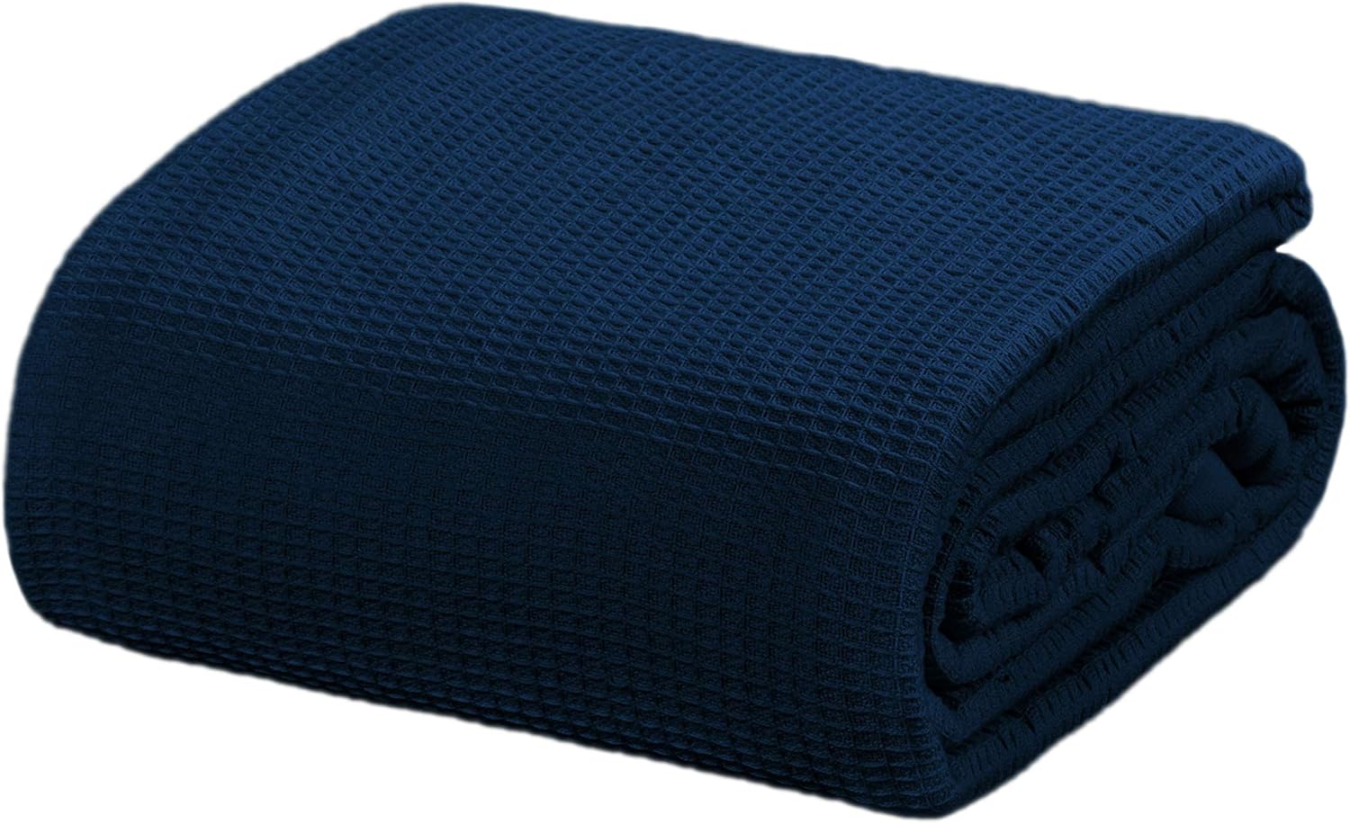 Crover All Season Waffle Premium Thermal Blanket King Size 108"x90" Durable Soft Cozy Breathable Weave Design 100% Cotton, Deep Blue