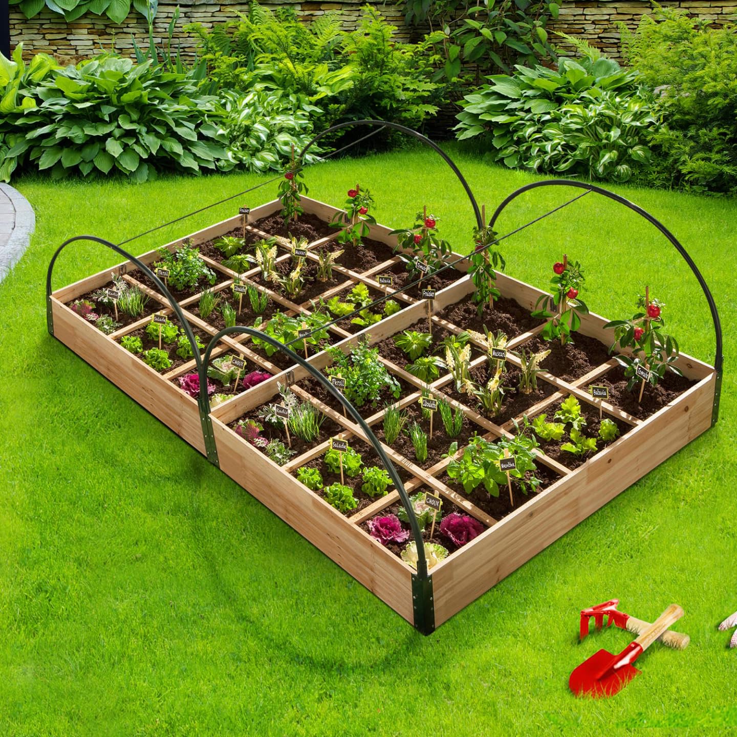 IDMarket - Lot de 2 carrés Potager 1,15x0.80 m 12 Compartiments + Housses