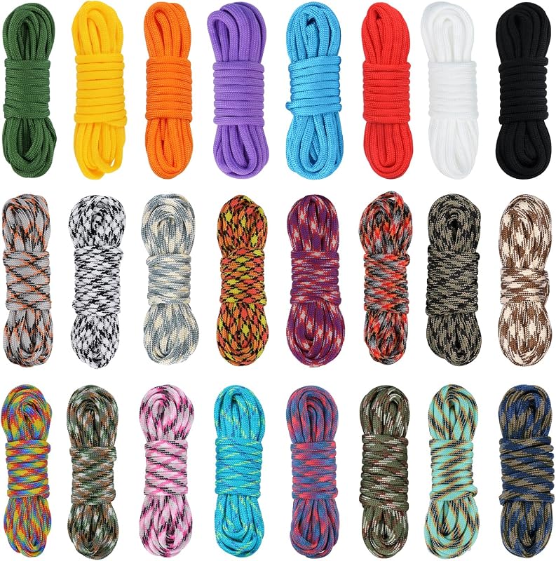 Paracord 550 Combo kit, 24 Colors 10ft Paracord Rope with Instruction, Multifunction Parachute Cord for Making Paracord Bracelets, Lanyard, Dog Collar, Idea for Gift…