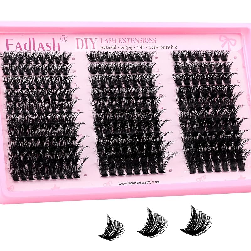 Cílios em tufos FADLASH 100D com curvatura D, faixa fina e comprimentos de 10 a 18 cm