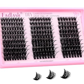 Eyelash Clusters 100D Fluffy Volume Lash Clusters with Soft Thin Band D Curl DIY Individual Lashes 10-18mm Reusable Cluster Eyelash Extensions for Beginners at Home by FADLASH 100D, 10-18mm