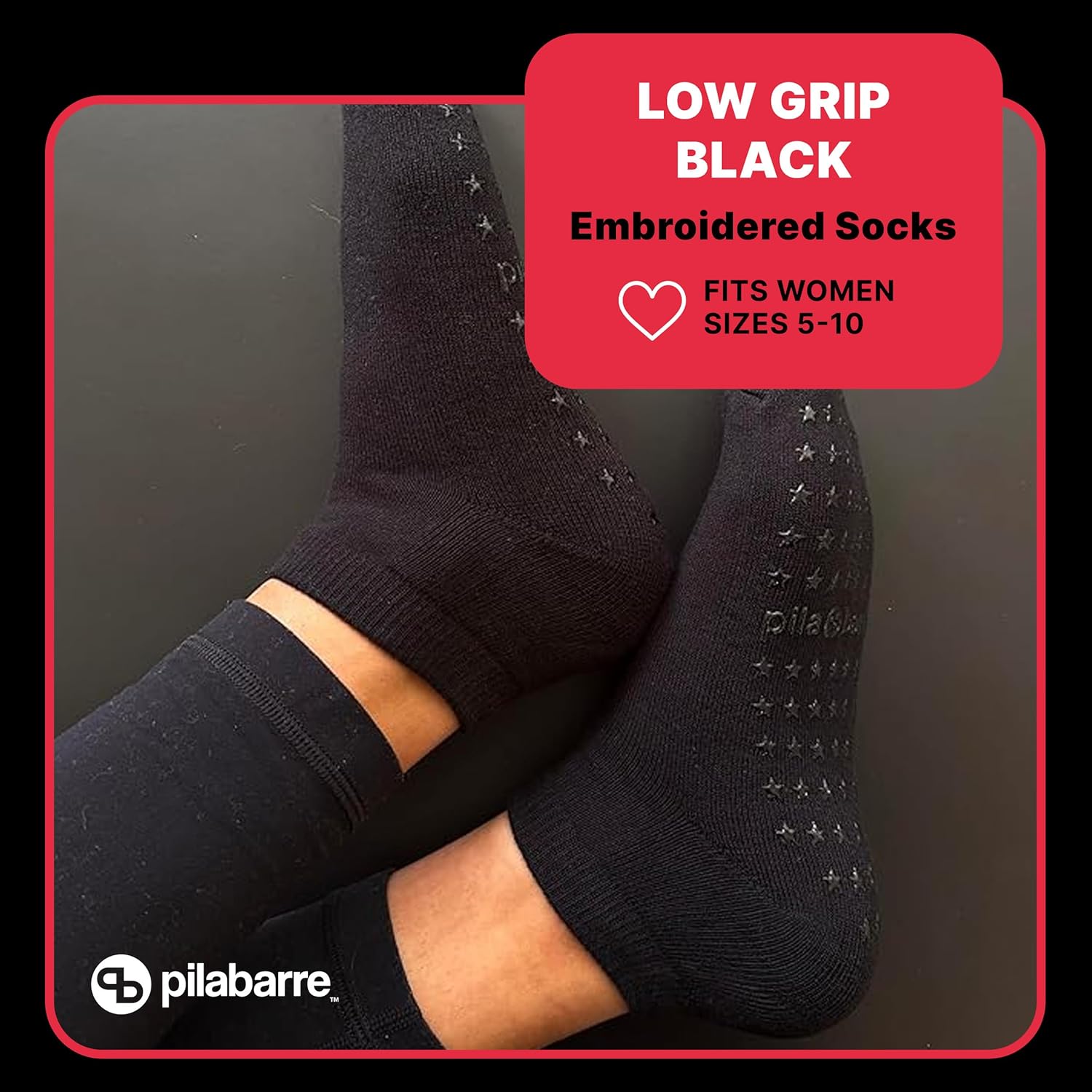 PILA-BARRE Women’s Low Grip Socks – Non Slip for Barre Yoga Pilates