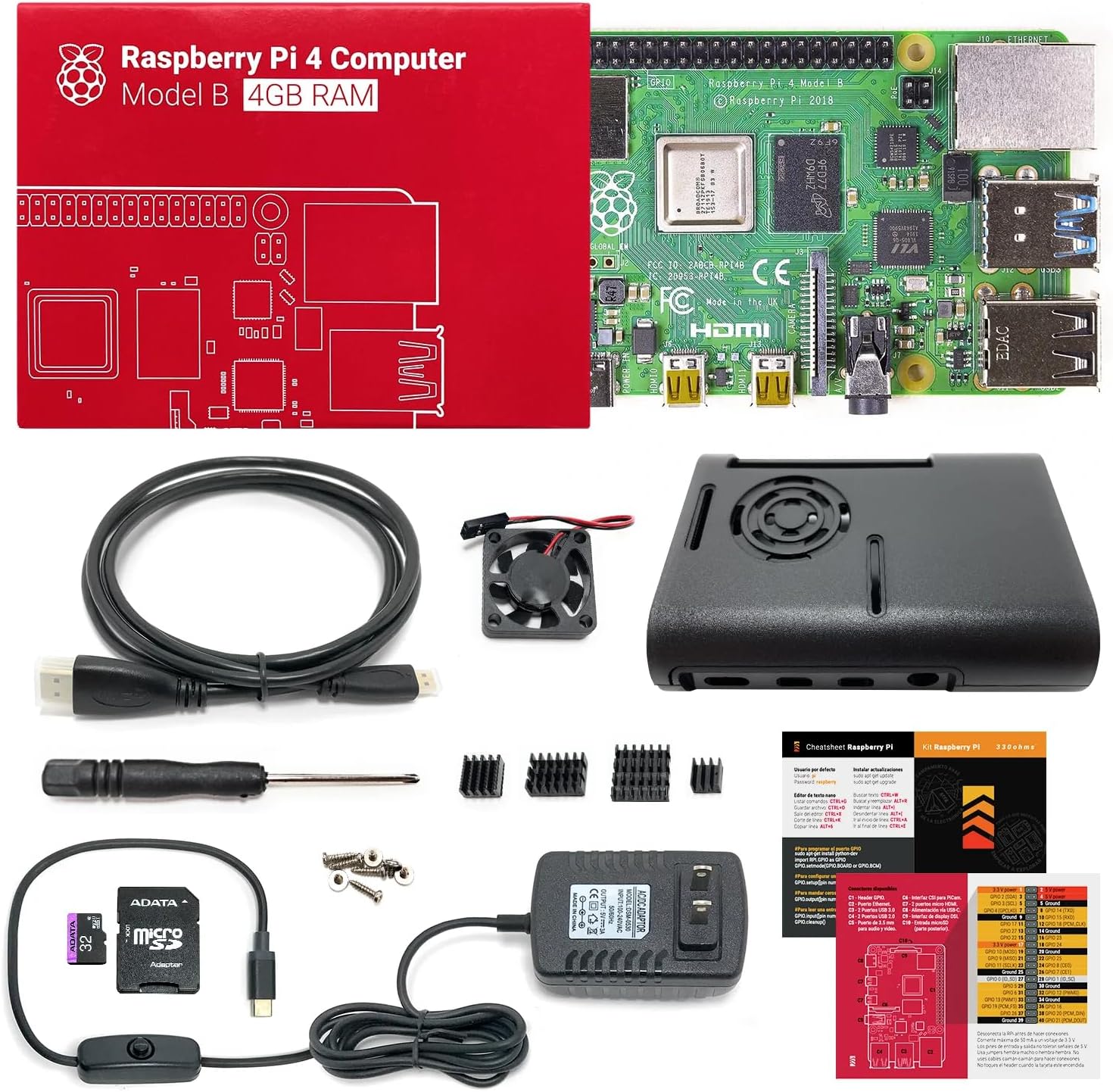 Raspberry Pi 4 Modelo B 2019 Quad Core 64 bits WiFi Bluetooth (4GB ...