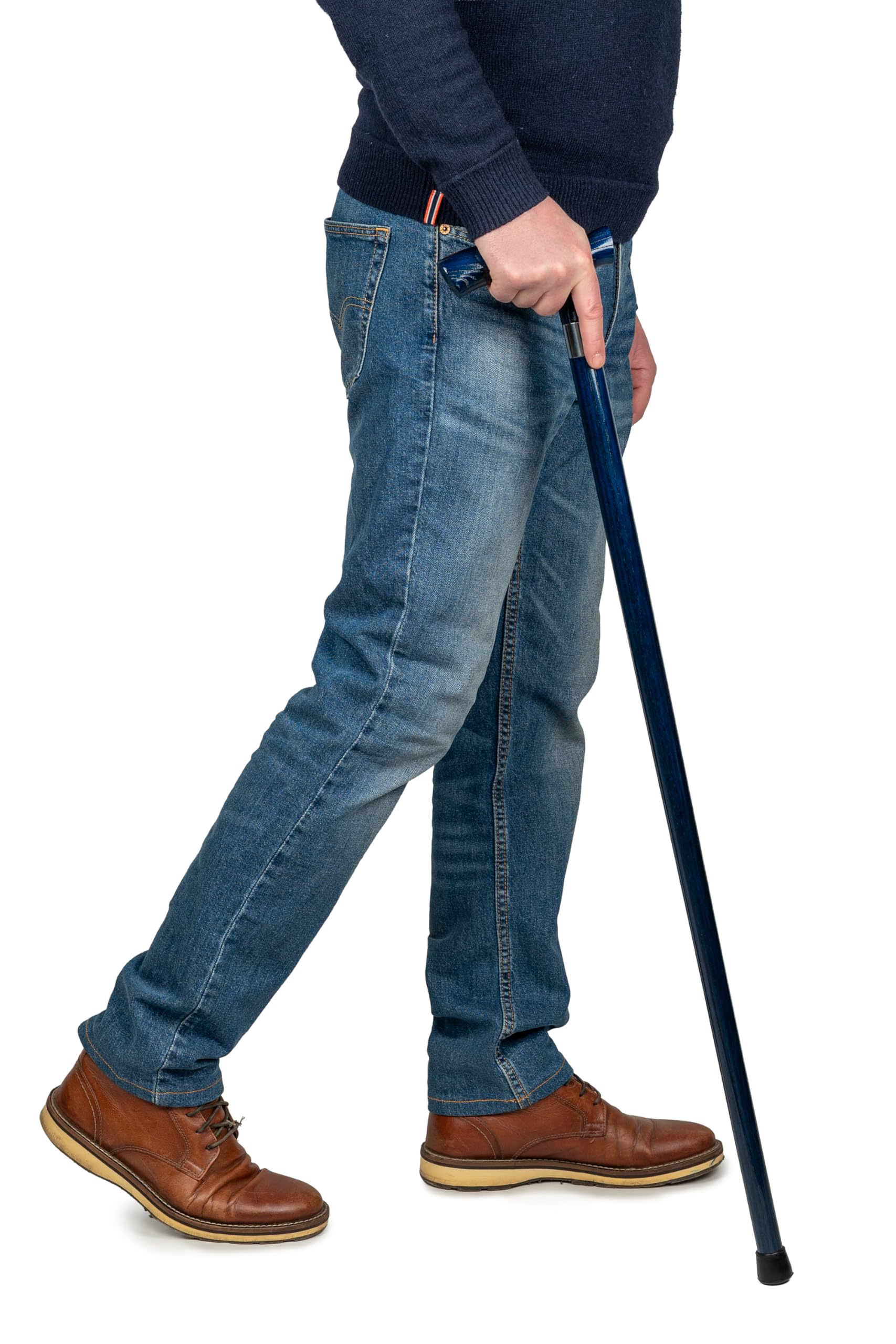 Dr. Watson Classic Fritz Walking Stick – Handcrafted Ash Wood Cane with Polished Stainless Steel Collar