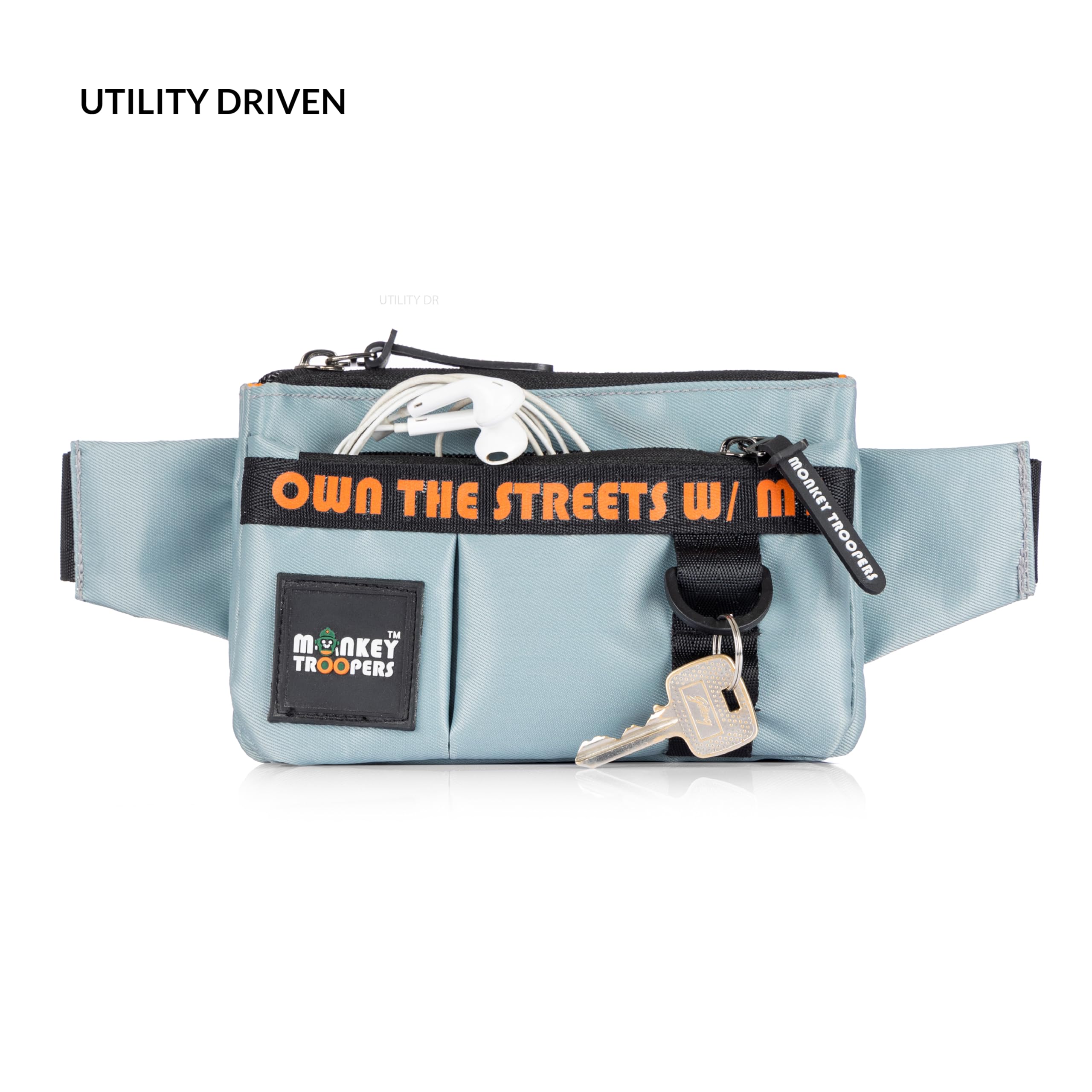 MONKEY TROOPERS Pockstar nerka crossbody, torba na klatkę piersiową dla mężczyzn, kobiet, dziewcząt, chłopców, lekka, trwała, podróżna, do wędrówek, na co dzień, wodoodporna, szary, 18.5 x 2.5 x 13
