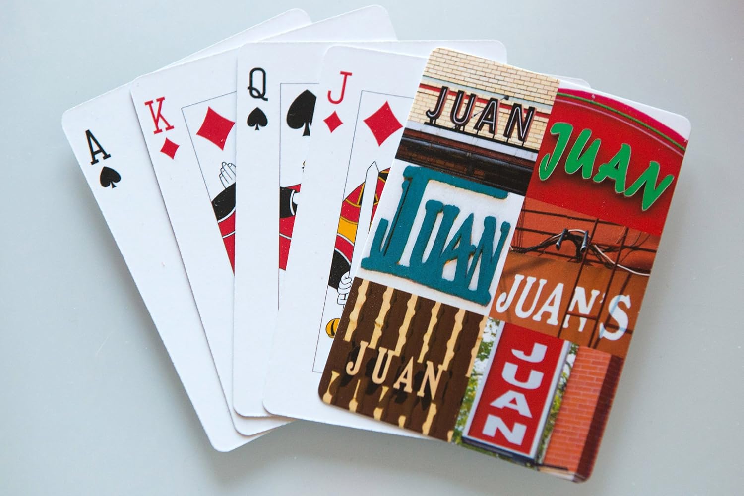 JUAN Personalized Playing Cards featuring photos of actual signs