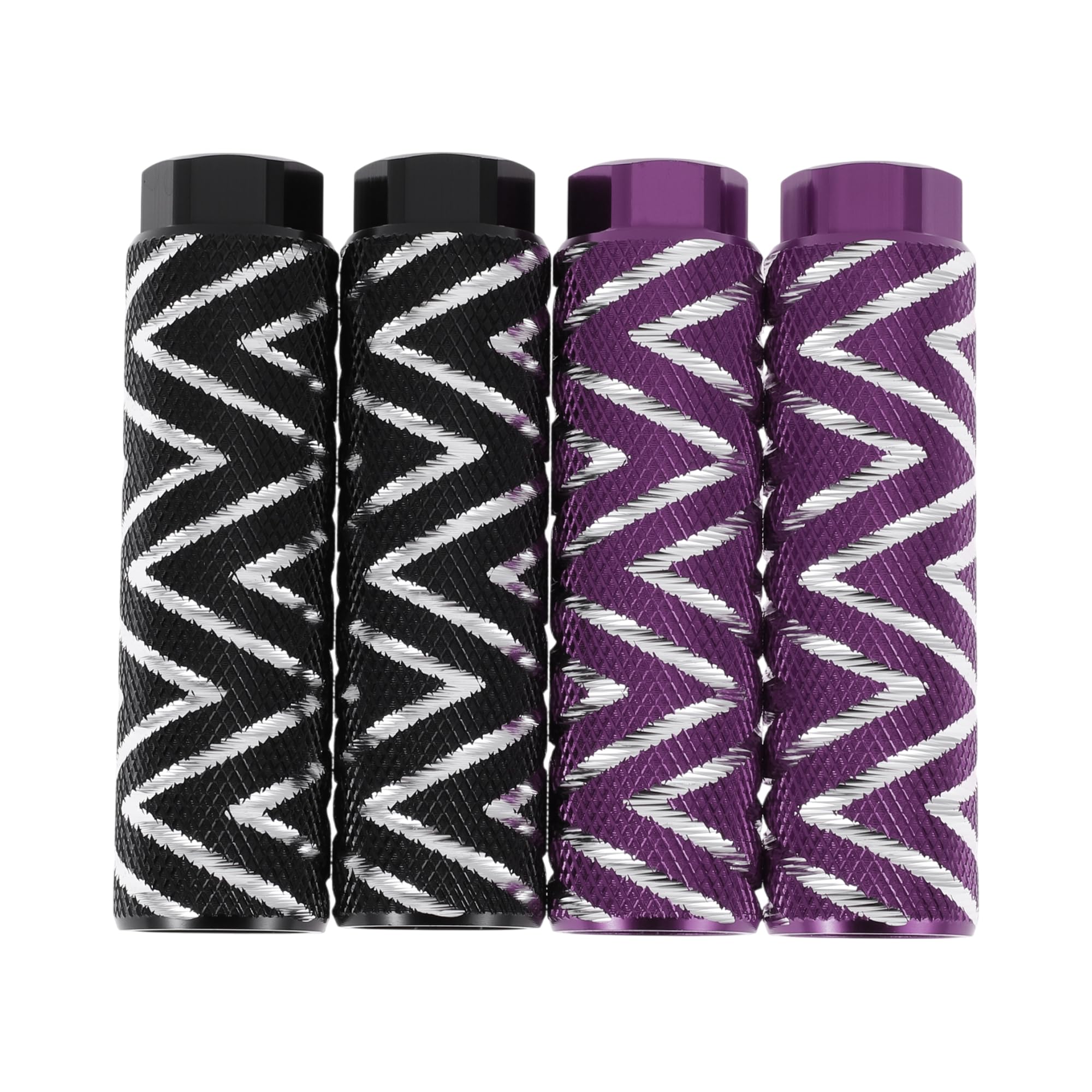 Partuto 4 Pcs Aluminum Alloy Anti-Skid Bike Pegs 100mm Length Wave Texture Bicycle Backseats Stands Cycling Foot Pegs 3/8 Inch Axles Black Purple