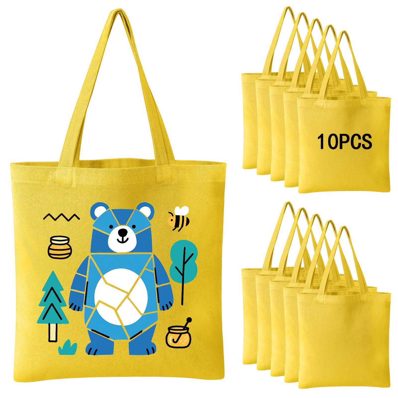 OKBA 10-Pack Blank Reusable Grocery Shopping Cloth Bags canvas tote bags Bulk DIY custom