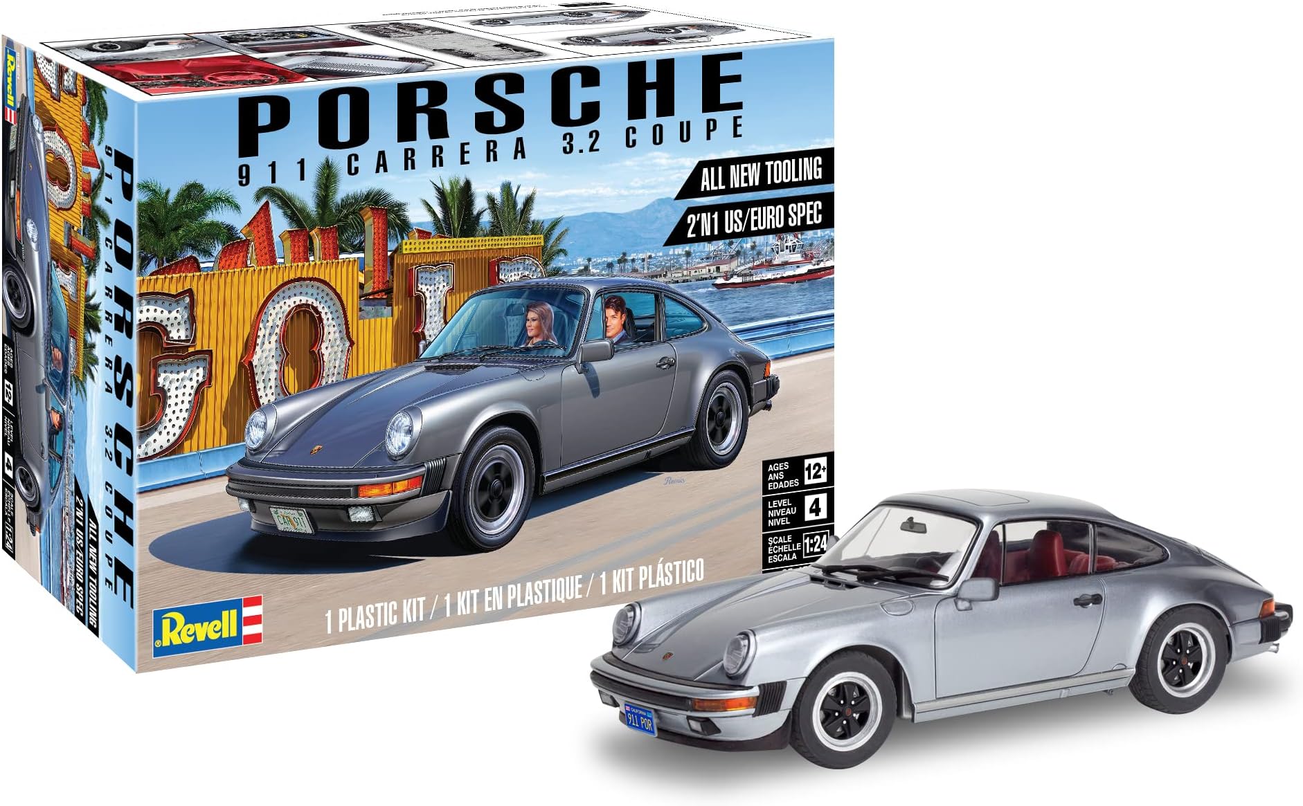 Revell 85-4521 Porsche 911 Carrera 3.2 Coupe 2N1 Model Car Kit 1:24 Scale 109-Piece Skill Level 4 Plastic Model Building Kit