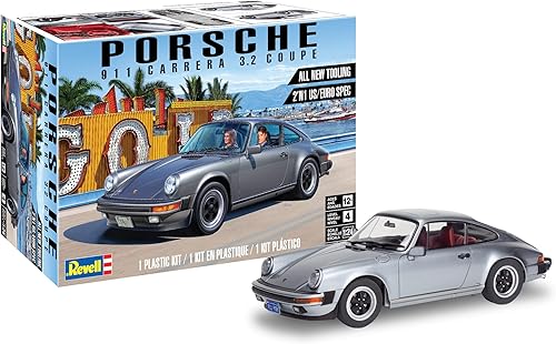 Revell 85-4521 Porsche 911 Carrera 3.2 Coupe 2N1 Modelo Kit de coche a escala 1:24 109 piezas Nivel de habilidad 4 Kit de construcción de modelos de