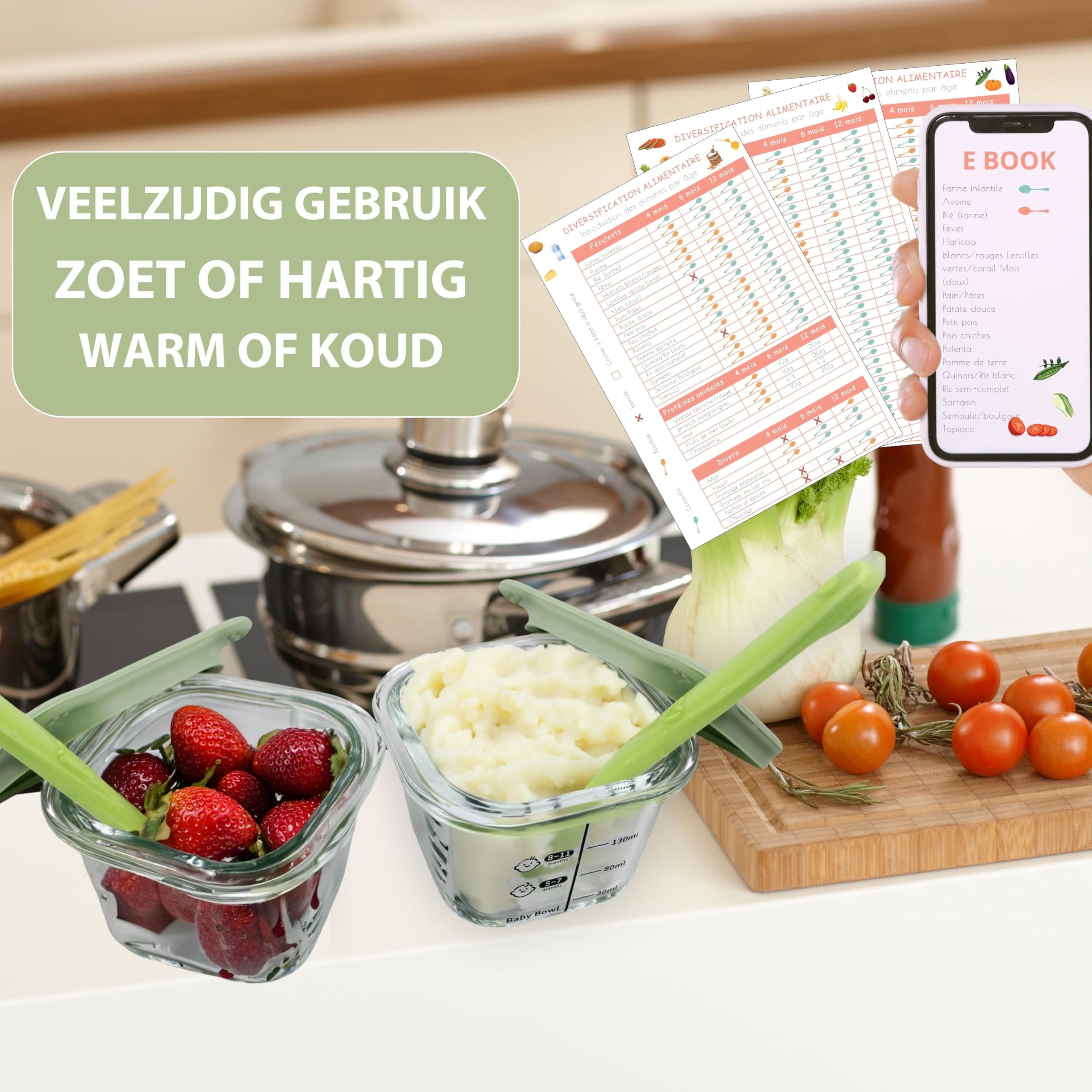 HELLO HIPPO® Zestaw 6 szklanek dla niemowląt, 180 ml – idealny do kompotów, przecierów i frutas, Herméticos y Prácticos con Graduación, Cuchara Incluida – Perfectos para Comidas de Baby