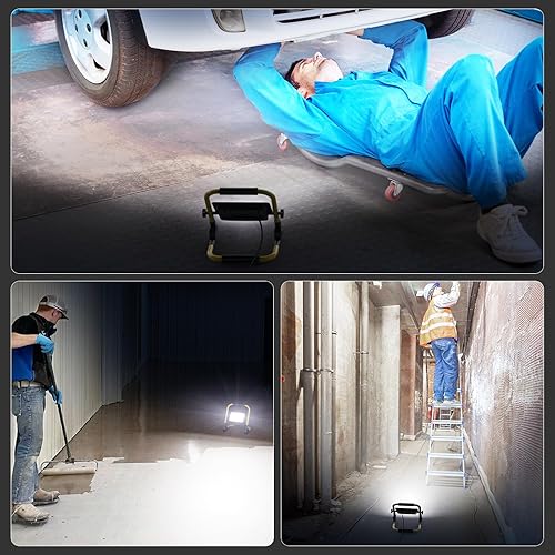 Miniatura 7 de Olafus Luz de trabajo LED de 100 W, plegable, portátil, 16.4 pies, cable de interruptor de 16.4 ft con enchufe de luz de 10000 lm, impermeable IP65,