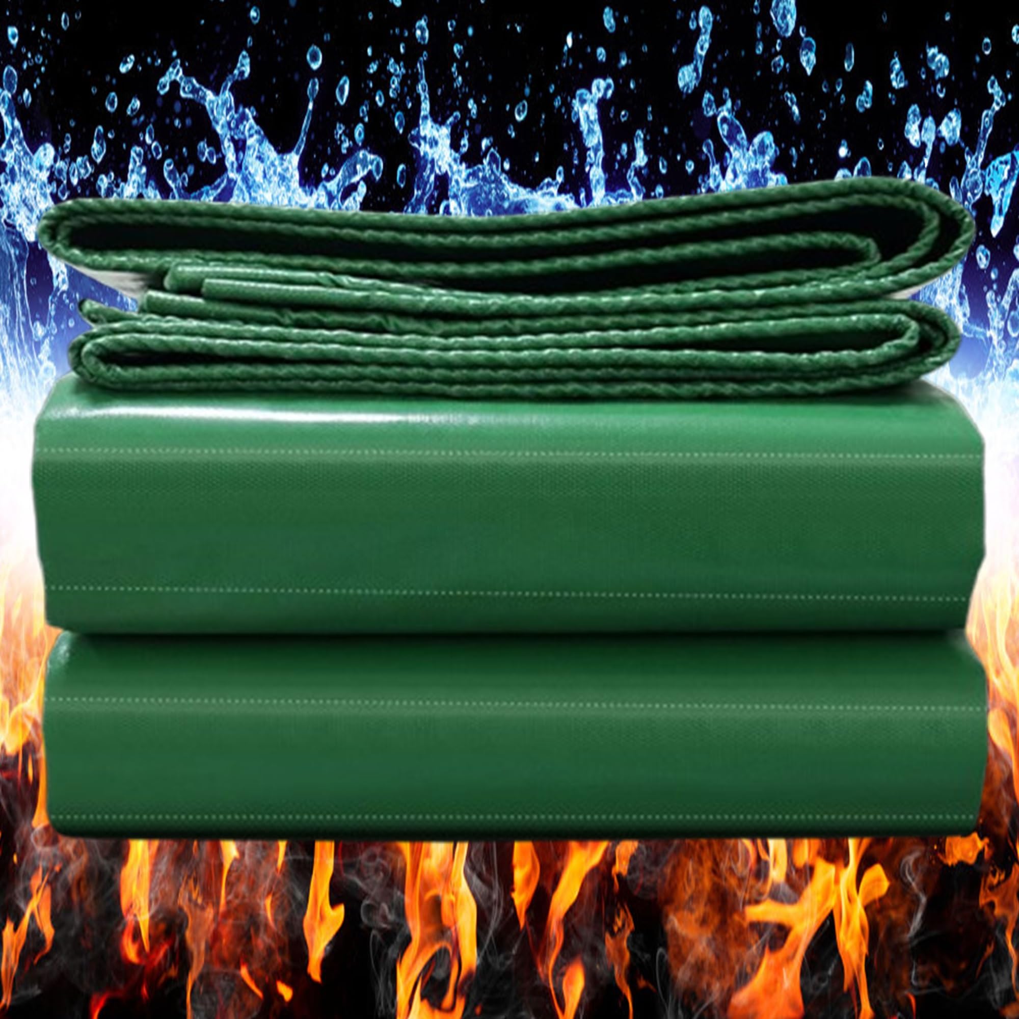 Tarpaulin Waterproof Heavy Duty 520g/m² 0.5x26m 100% Waterproof Tarps Multi-Purpose Cover for Kennels Chicken Coops Fishpond Hay Log Pile Roof Trailer Outdoor Furniture Ground Sheet Green