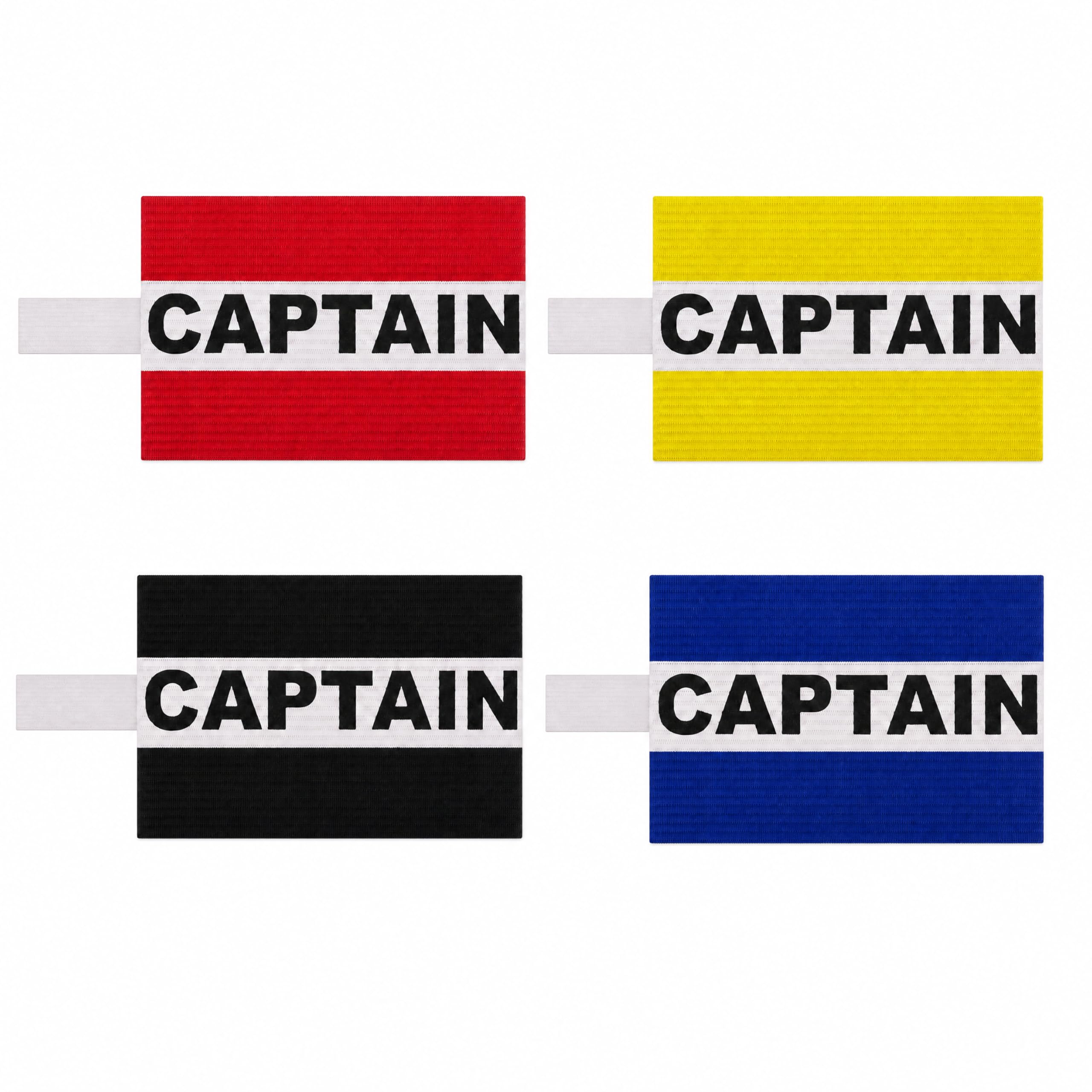 4Pcs Adjustable Classic Captains Armband Football for Adult & Youth Hockey Rugby & Netball Basketball, Accessories of Elastic Breathable Arm Bands, Junior for Sports Soccer Dash (Youth-Multicolor)