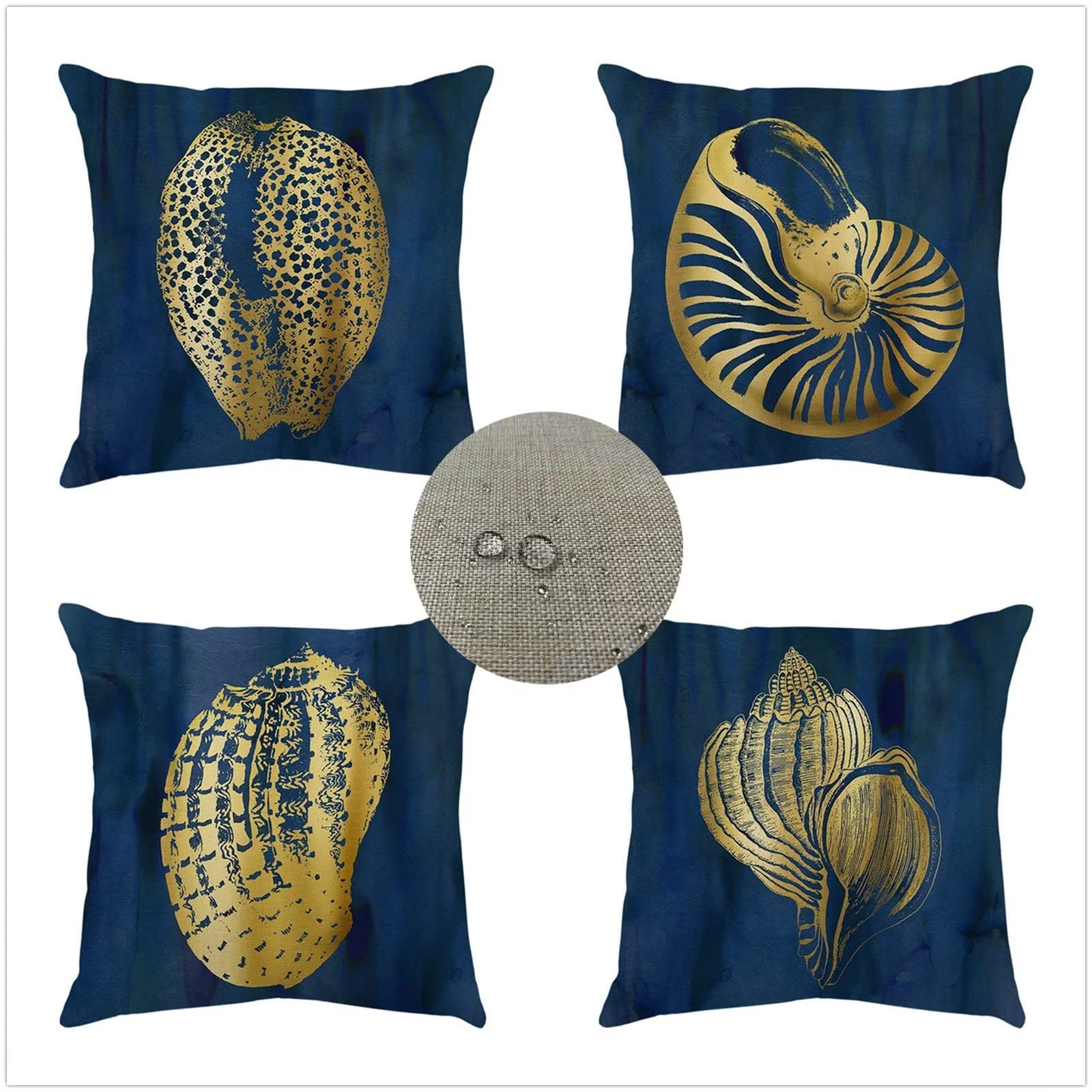 Federe Cuscini Divano 45x45 Set di 4 Cuscini per Divano impermeabile Lino Esterno Cuscini Decorativi Tartaruga Motivo Cuscini Divano Soggiorno da Letto Estate giardino Copricuscino (Blu navy) JW-8237