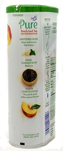Miniatura 4 de Crystal Light Pure Peach - Mezcla de bebida de té helado, recipiente de 10 cuartos (paquete de 4 botes)