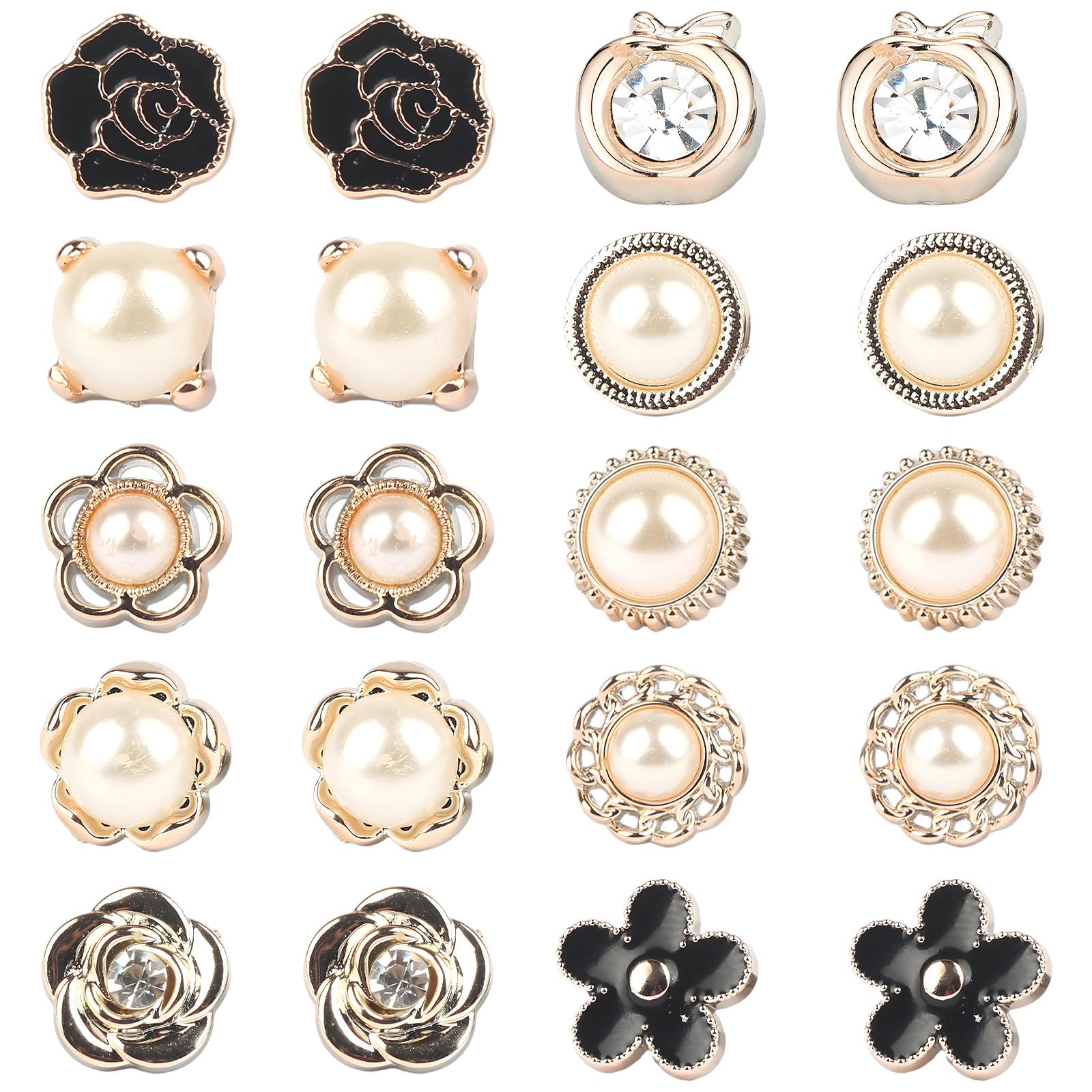 Yshodgu Women's Multicolored 20 Pcs Modesty Pins, No Sew Shirt Brooch Buttons, Safety Brooch Buttons, Prevent Accidental Exposure, For Clothes, Hats, Bags
