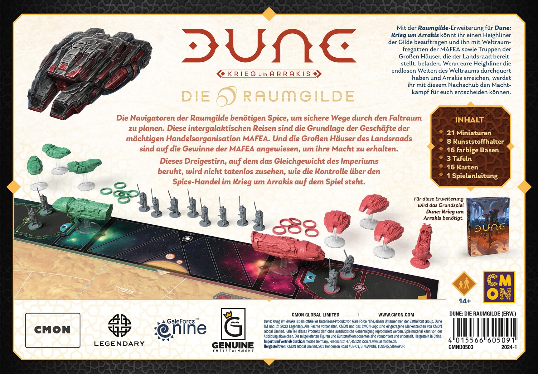 CMON, Dune: Krieg um Arrakis – Die Raumgilde, Erweiterung, Expertenspiel, Strategiespiel, 2-4 Spieler, Ab 14+ Jahren, 120 Minuten, Deutsch