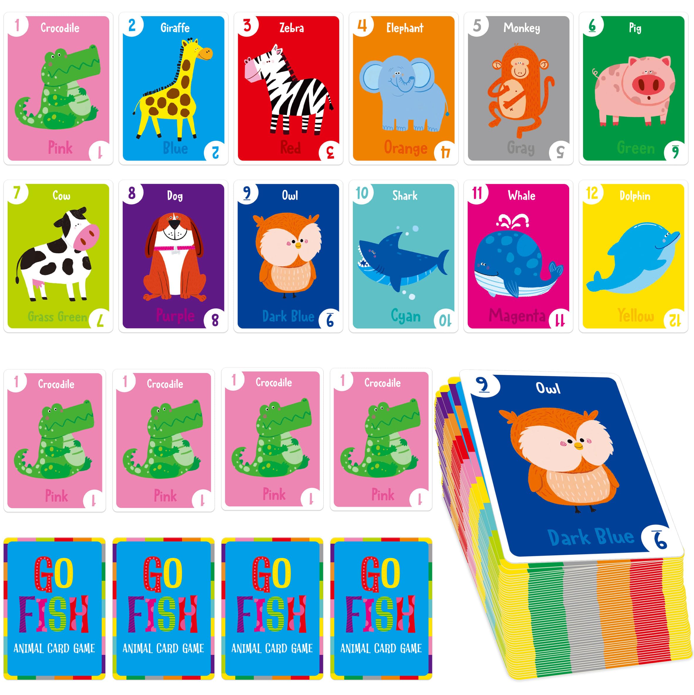 Amazon.com: Animal Go Fish Card Game, 48 Animal Themed Cards