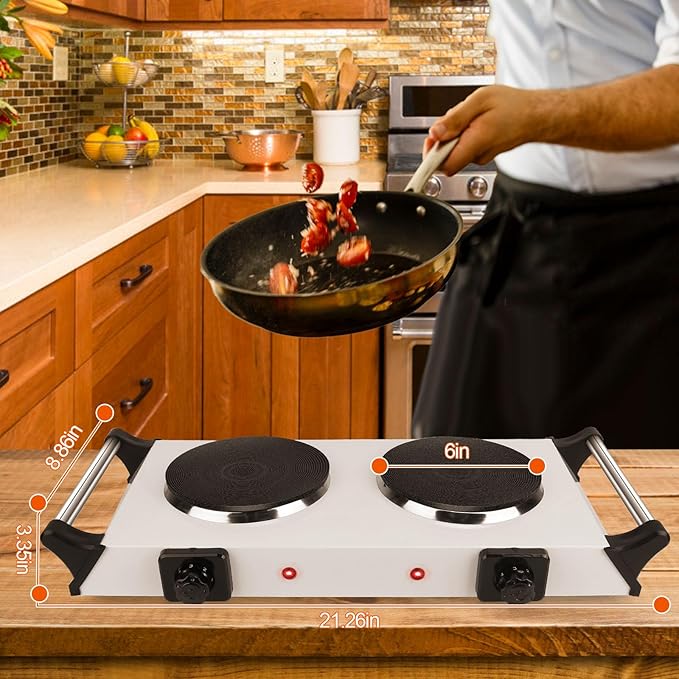 Estufa Eléctrica Portátil 2 Puestos 21x10x3 in 110V miniatura 2