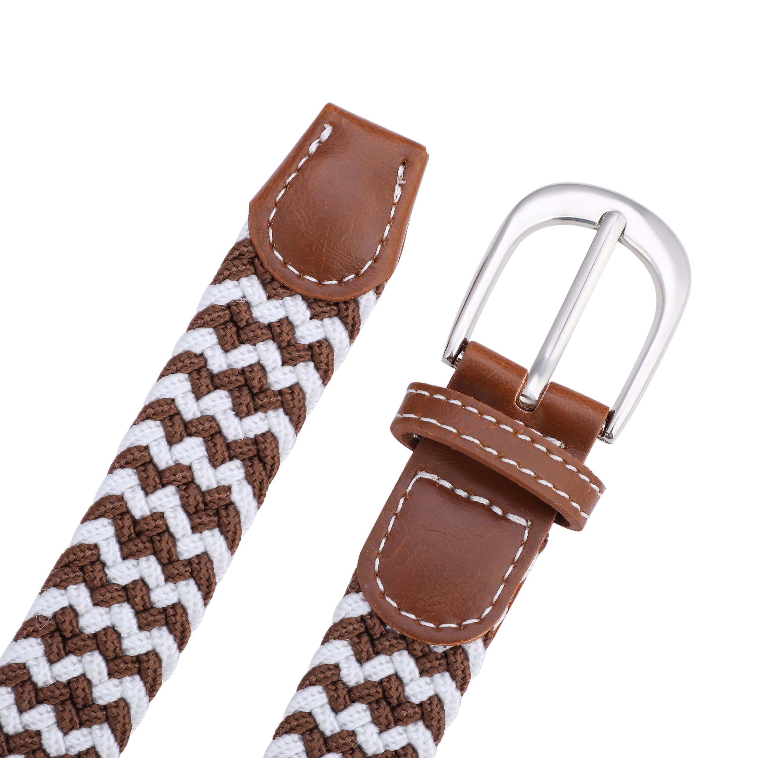 MagicPop Stretchable Belt for Kids, Fancy Belt for Formal, Casual & Jeans Wear, Waist 20-24-28-30 Inch 3|5|7|9|11 Yrs (Brown-White, W20-24 Inch) 1