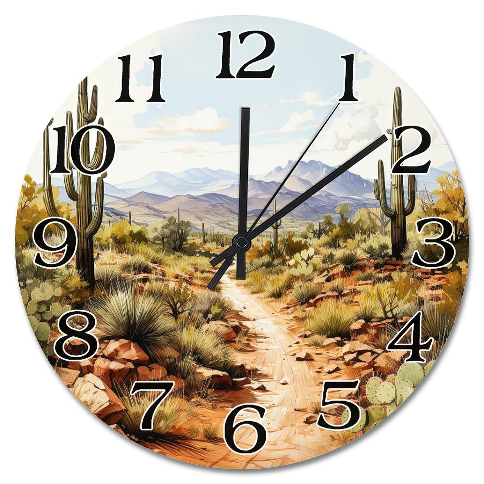 Horloge murale Saguaro de 25 cm pour salon et cuisine moderne
