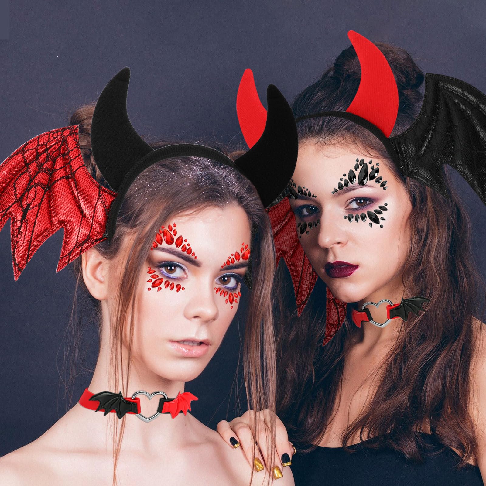 BOFUNX Serre-Tête D'Ange Bandeau Halo D'Ange Blanc + Serre-Tête Diable