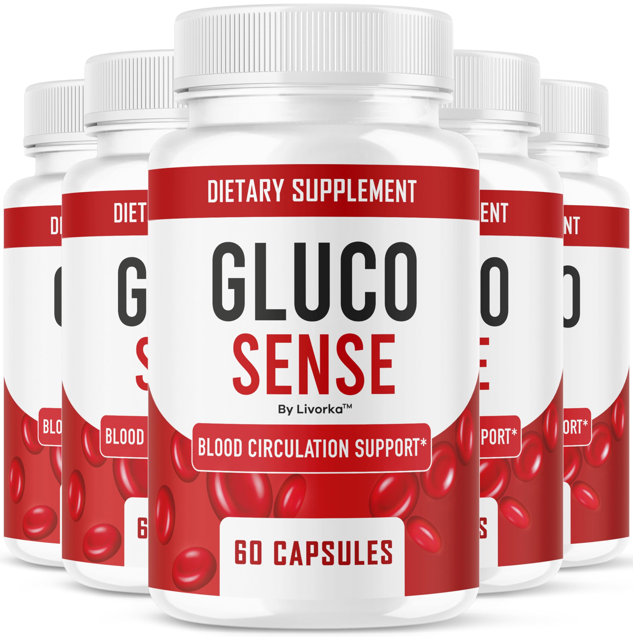 (5 Pack) GlucoSense – Official GlucoSense Capsules, Pills Support Advanced Blood Formula Supplement, All Natural Premium Health & Wellness - Maximum