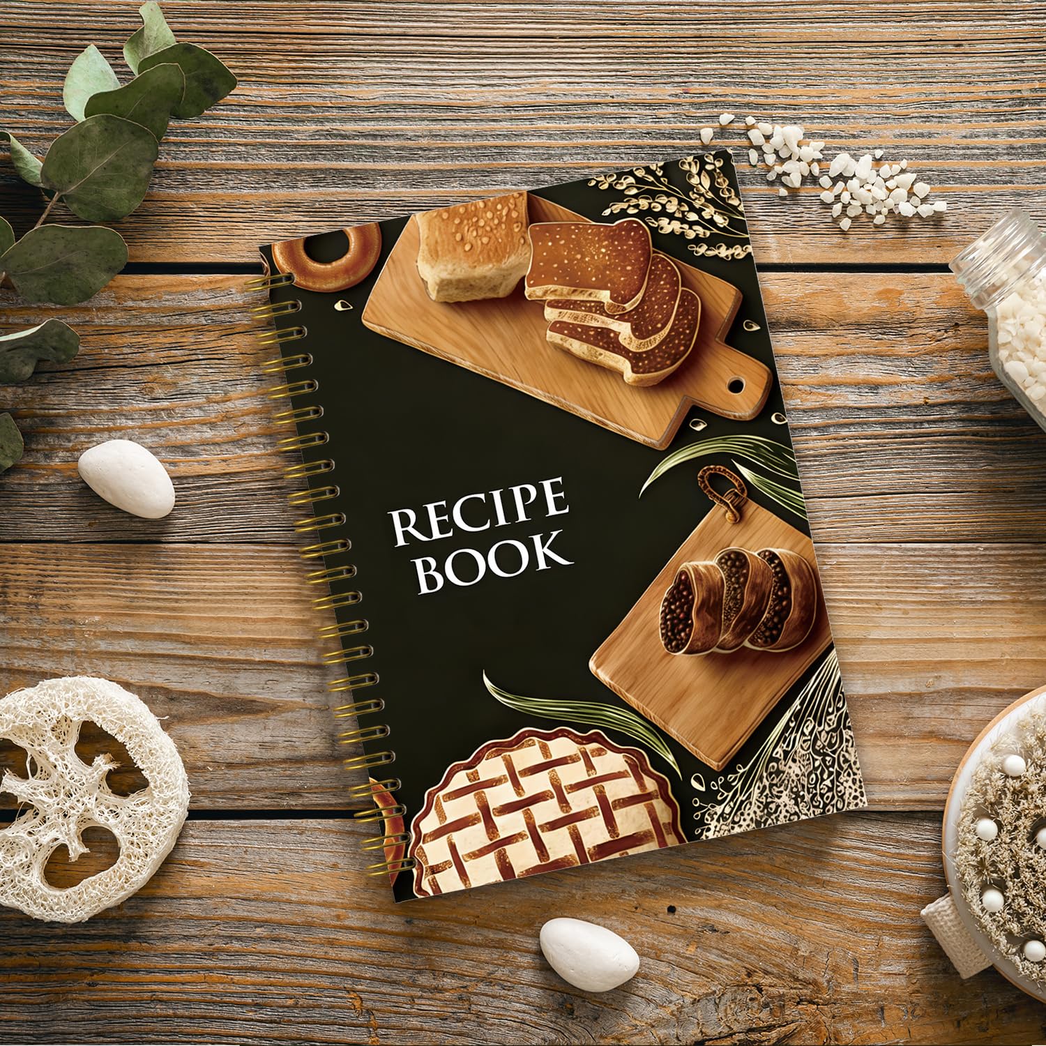 Cuaderno de recetas de repostería en espiral para mujer, diario de pan y postre, organizador de recetas de panadería rústica, cuaderno de tapa dura, regalo para panaderos, madres, cocineros