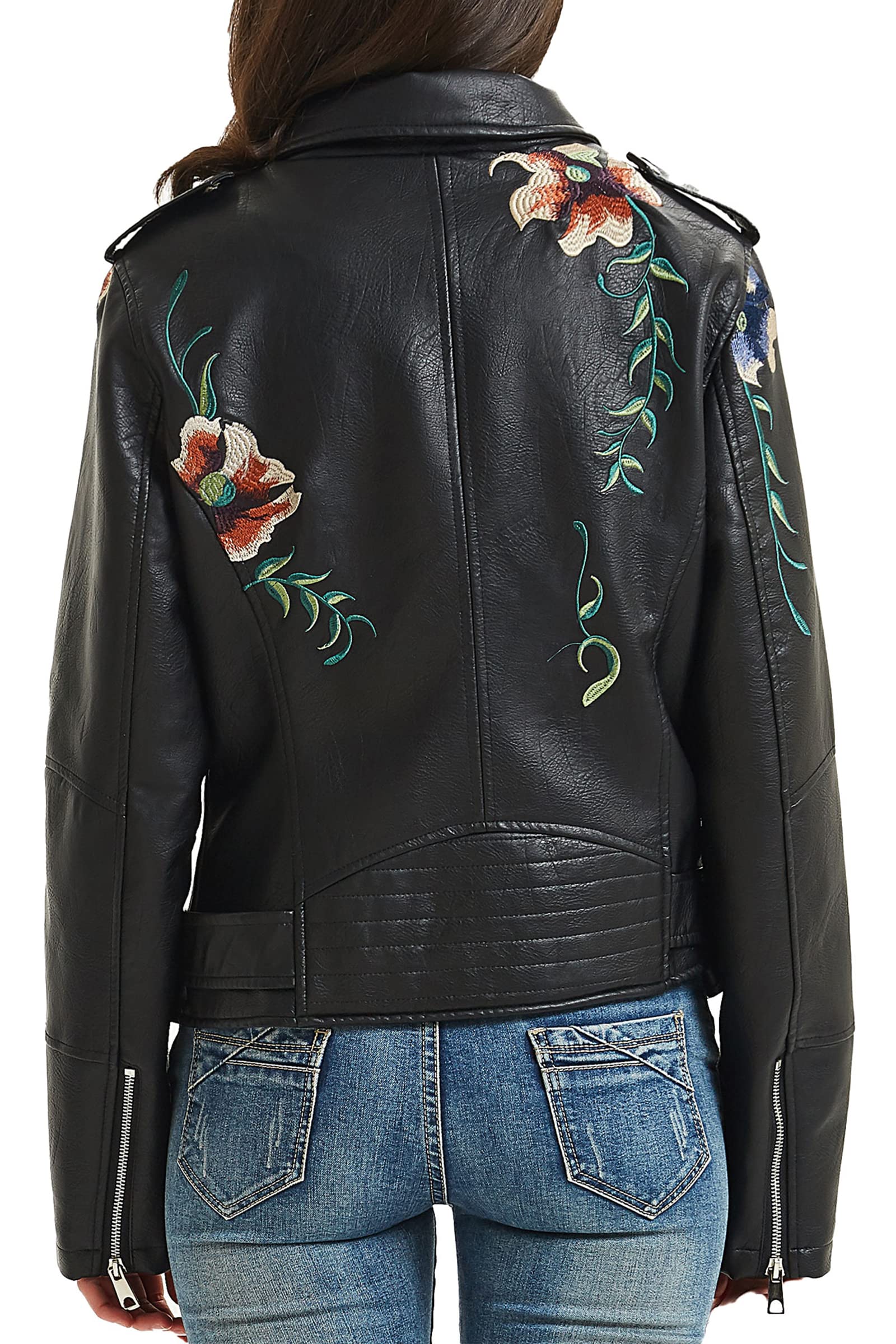 BELLIVERA Veste en faux cuir pour femmes - Manteau Moto Bike