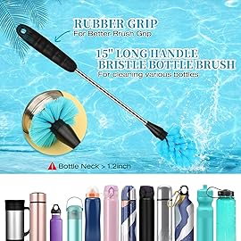 AnDocK 6 Pack Bottle Brush Narrow Neck Cleaning Set, Long Handle Stainless Steel Water Bottle Cleaner Brush for Washing Beer Bottle, Wine Decanter, Cup, Pipes Sinks, Straw, Cup Cover.