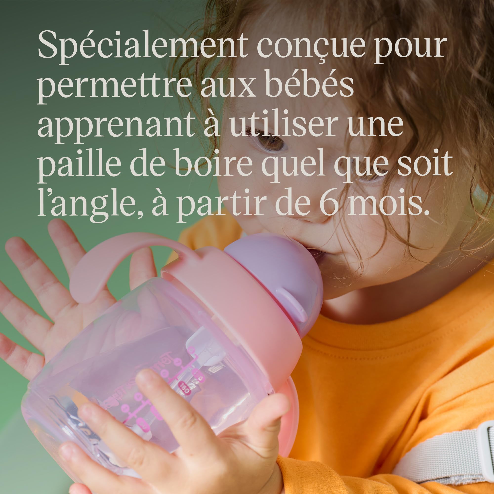 Tommee Tippee tasse à paille d’apprentissage, 240ml, Tasse de transition pour nourrissons à partir de 6 mois, dotée d’une paille lestée en silicone et de poignées faciles à saisir, Bleu et Orange, x 2