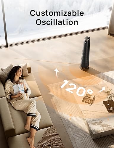 Miniatura 7 de Dreo Calentador de espacio para interiores, calentadores eléctricos de 30 pulgadas con control remoto, oscilación de 120, termostato ajustable, 5