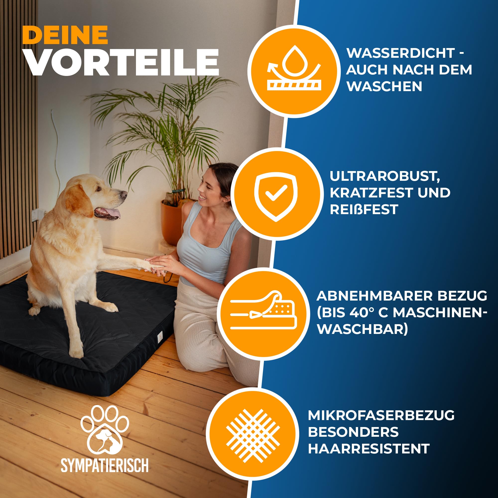 Cama ortopédica para perros resistente al agua – La nueva alfombra favorita para perros de tu nariz de pelo, cojín antideslizante para perros, cesta para perros, funda lavable | perros pequeños a