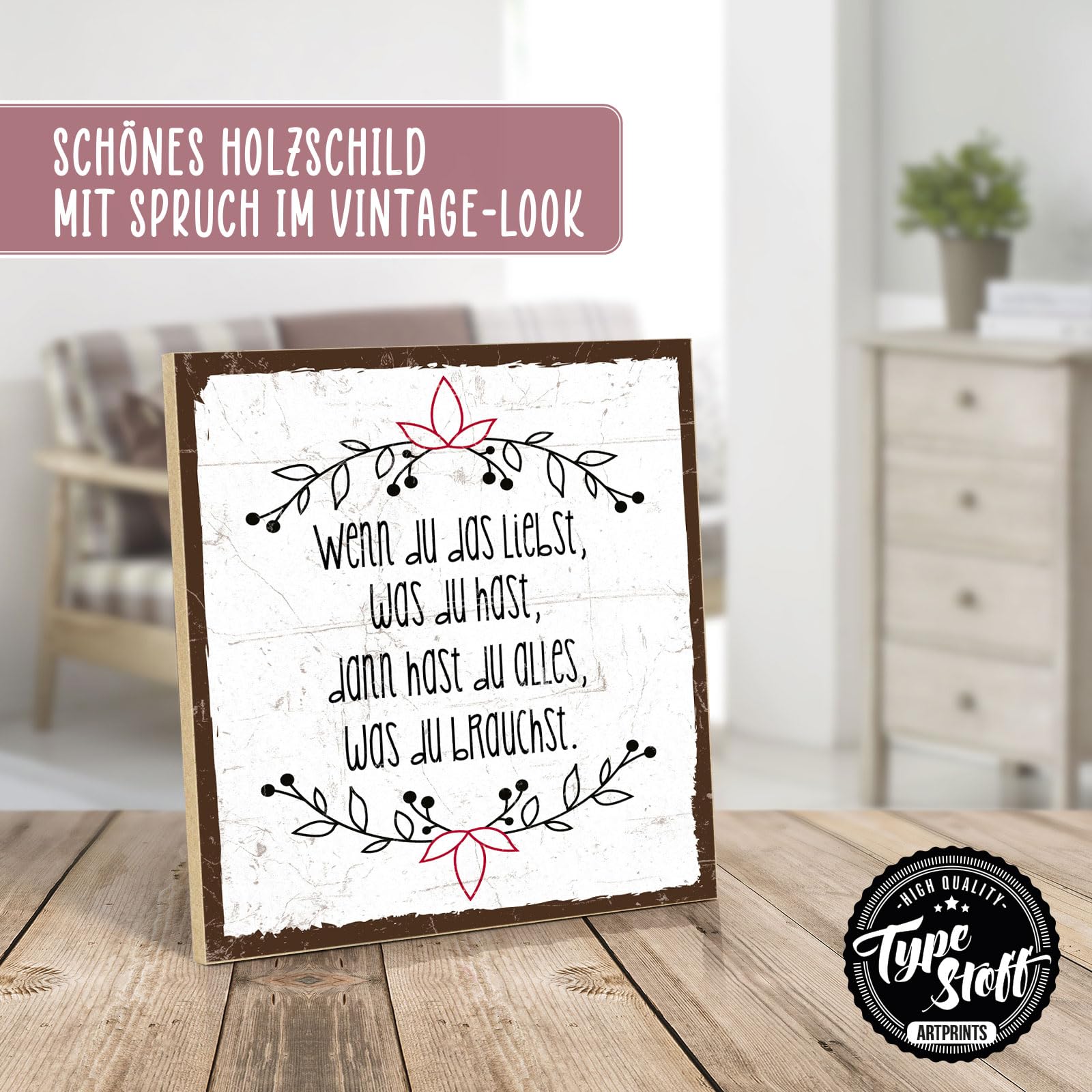 Targhetta Legno Personalizzata Targa In Legno Personalizzata Con Incisione Laser – Stile Shabby Chic, Orizzontale, Puoi Scegliere Il Testo Scritta Nome In Legno