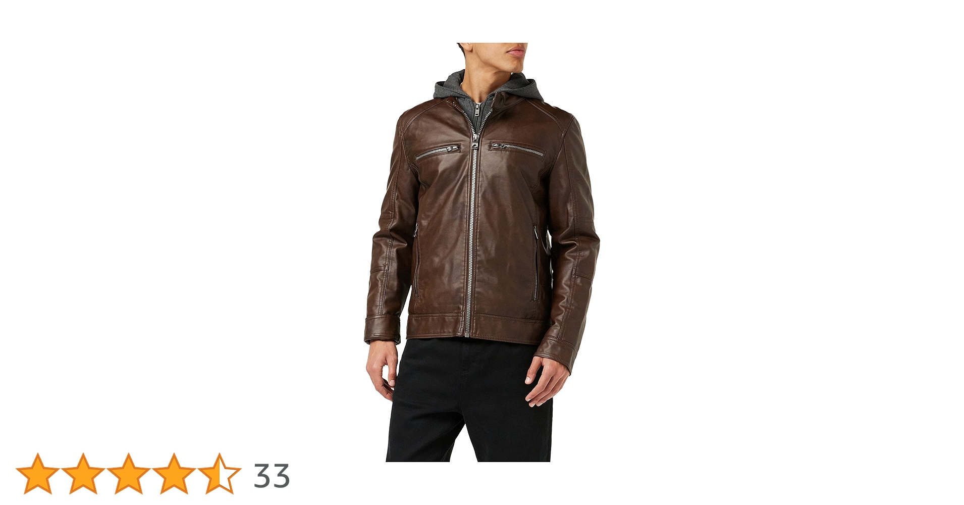 Amazon | GUESS メンズフェイクレザーフード付きモーターサイクル