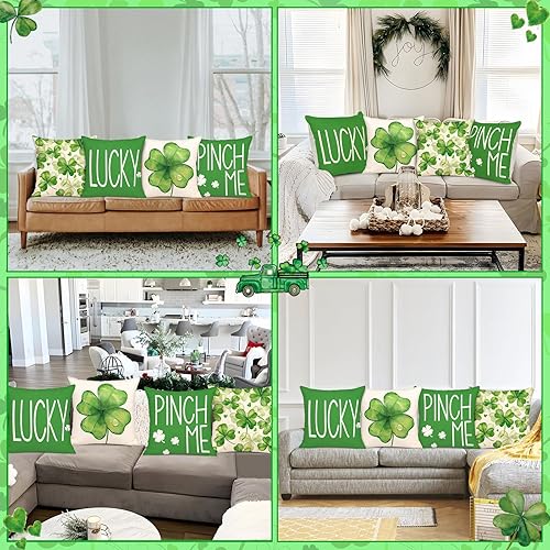 Miniatura 2 de Geefuun Juego de 4 fundas de almohada de acuarela del Día de San Patricio de 18 x 18 pulgadas, decoración interior del hogar, juego de 4 fundas de