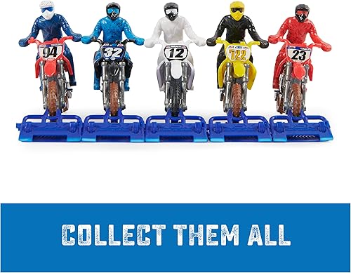 Miniatura 6 de Supercross, Auténtico paquete de 5 motocicletas fundidas a escala 1:24 con figura de jinete, moto de juguete para niños y coleccionistas a partir de