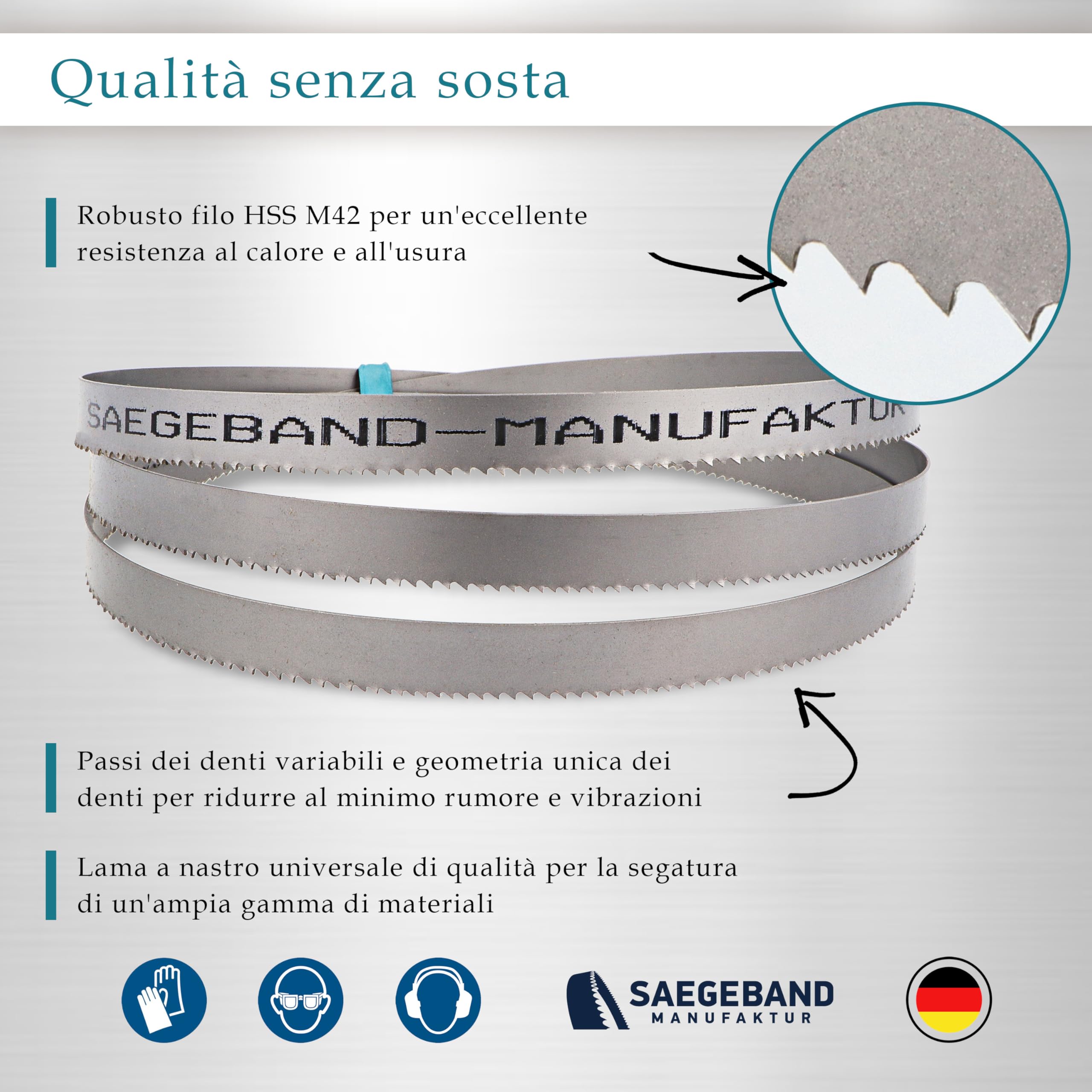 3x lame a nastro M42 HSS bimetalliche Premium 1440 x 13 x 0,65 mm con 8/12 denti per pollice (TPI) - per taglio di metallo, acciaio, alluminio, metalli non ferrosi e leghe leggere
