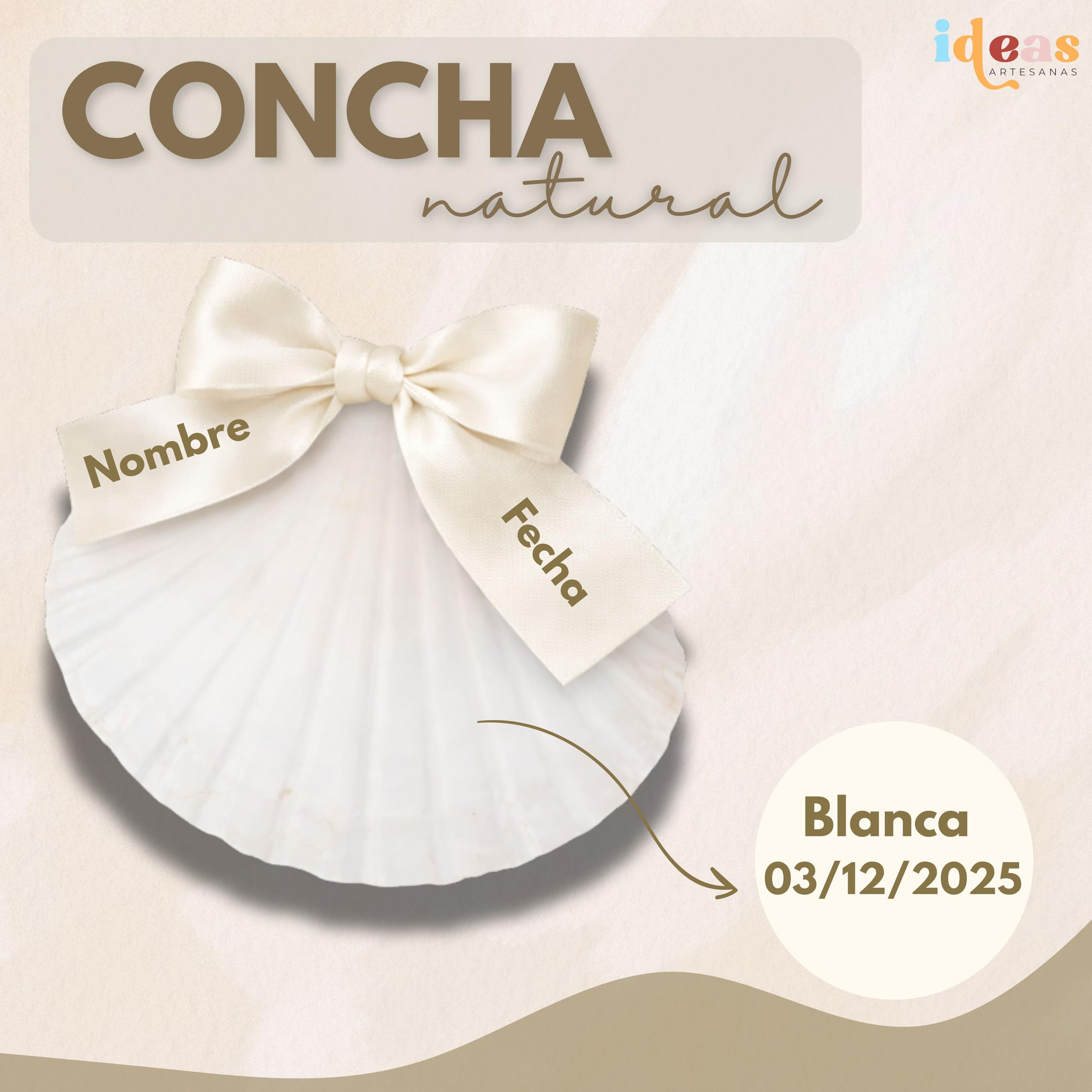 Kit de Bautizo Personalizado | Vela Artesanal con Lazo, Pañuelo Bordado y Concha Bautismal | Pack Premium con Vela Bautismo,Toalla de Bautismo Bordada, Concha Marina | El Recuerdo Perfecto (Beige)