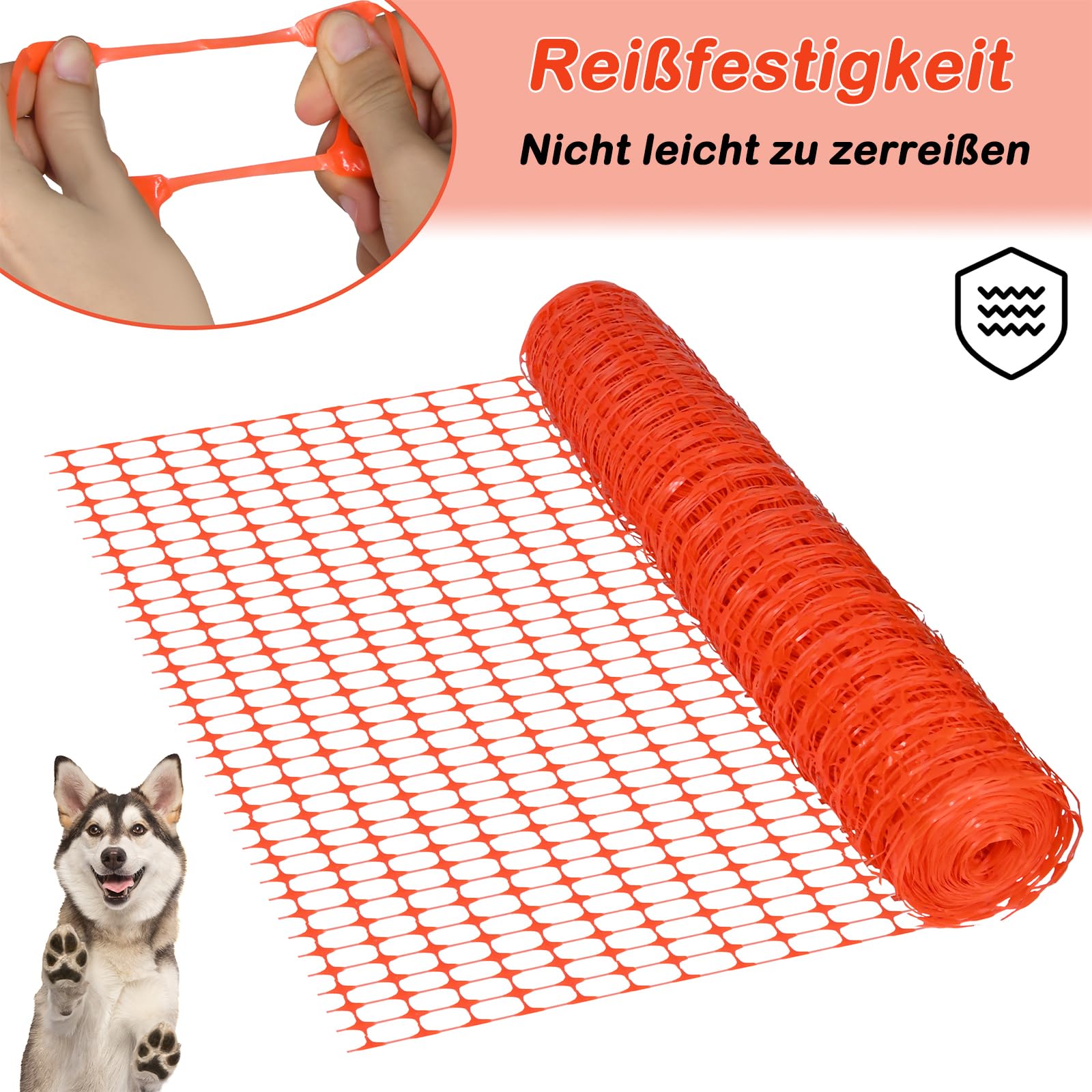 LARS360 1 x 50 m de clôture - Filet de protection en plastique - Filet de sécurité - Filet de réception - Clôture de gibier - Sans cerclage - Orange (2 rouleaux)
