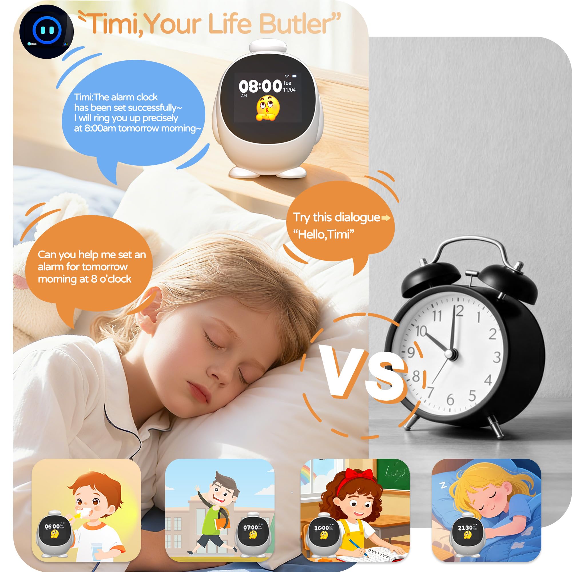 MRSCOZ Smart Alarm Clock for Kids with AI Voice & Time Management, Sleep Trainer with 12 White Noise Sounds - Image 3