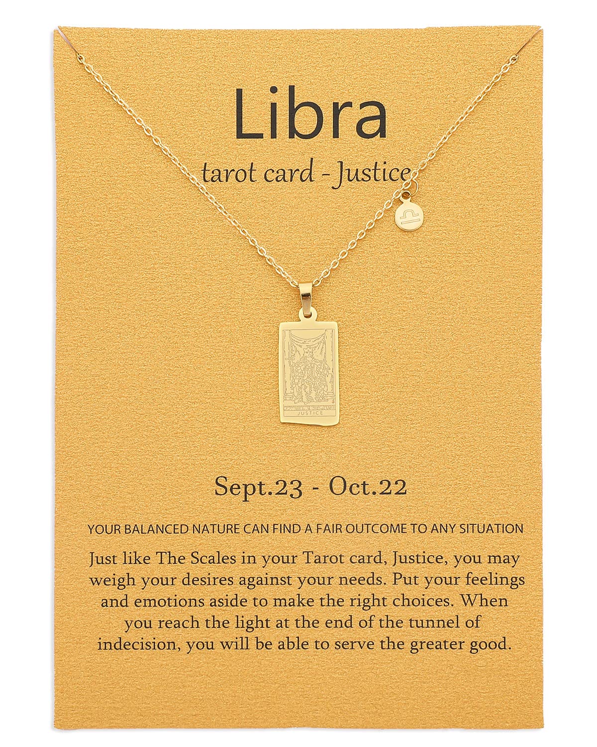 14k Gold Plated Zodiac Sign With Tarot Card Pendant Necklace