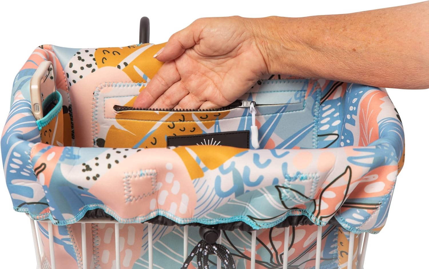 Bicycle Basket Liner, Beach Bag & Travel Tote All in ONE Bag Waterproof Neoprene Zipper Pockets Reversible Locking Secure Toggle Heavy Duty Draw String Cord